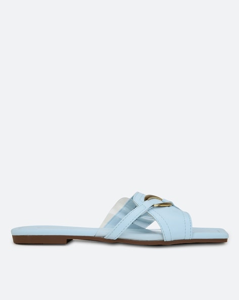 Criss Cross Square Toe Flat Sandals