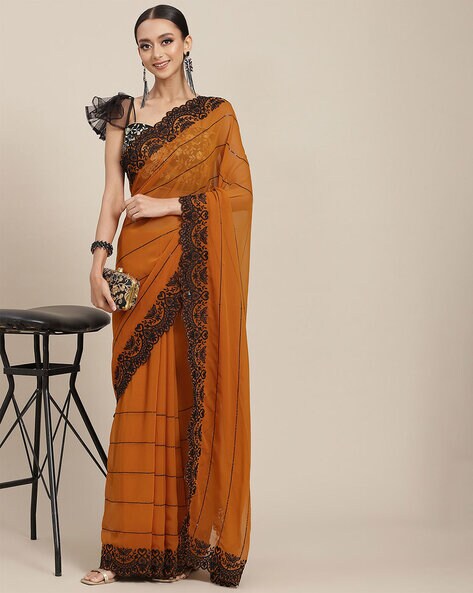 Buy Orange Sarees for Women by CHHABRA 555 Online | Ajio.com