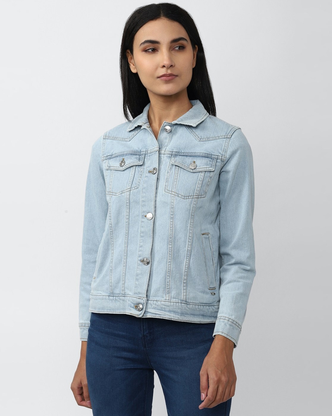 Buy Oversized Denim Jacket for Women Long Sleeve Classic Loose Jean Trucker  Jacket (S, Light Blue Washed) at Amazon.in