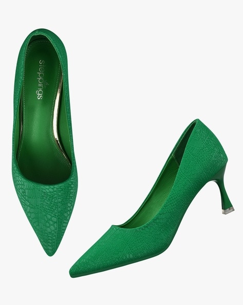 Green kitten heel sandals new arrivals