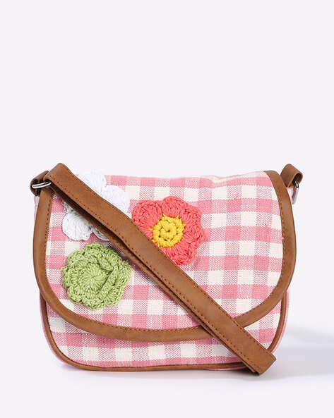 Buy Textured Handbag with Floral Applique Online for Girls | Centrepoint  Oman