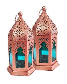 homesake Set of 2 Copper Moroccan Lantern Candle Holder-picture-47