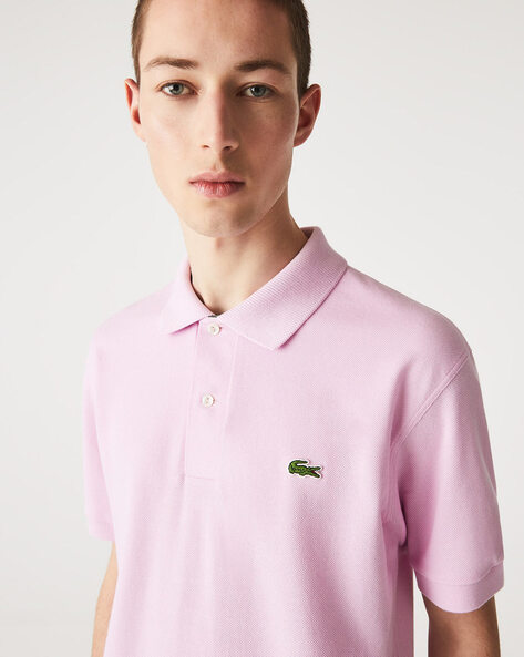 lacoste light pink polo