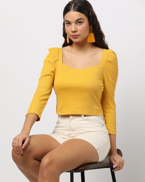 Dark yellow cheap womens tops