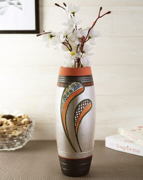 Floral Print Terracotta Vase