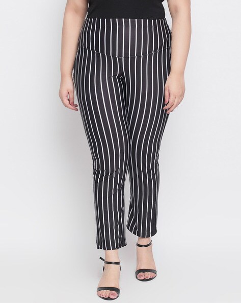 Buy FabAlley Department42 Crepe Regular Black Striped Paper Bag High Waist  Trousers (BOT00661 XS) at Amazon.in