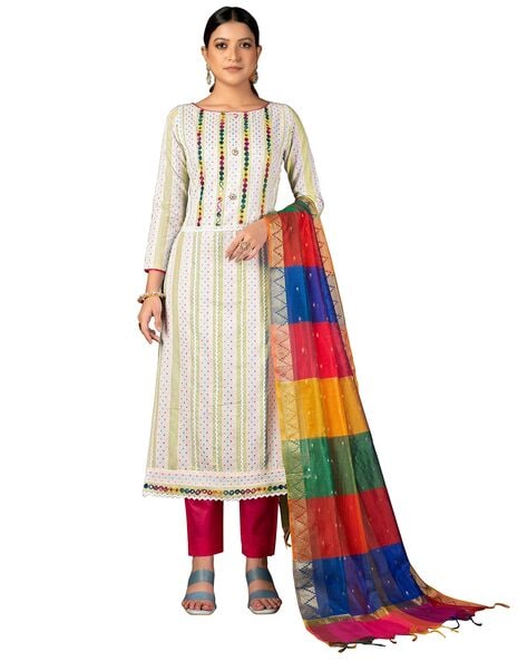 Graphic Print Unstitched Dress Material Price in India