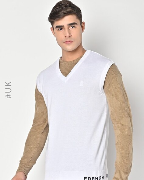 Mens white sweater on sale vest