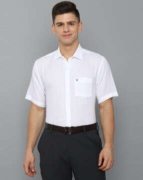 Buy Allen Solly Slim Fit Linen Shirt with Patch Pocket at Redfynd