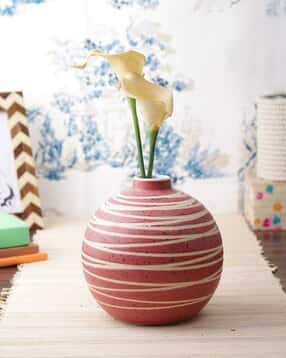 Criss-Cross Round Ceramic Vase