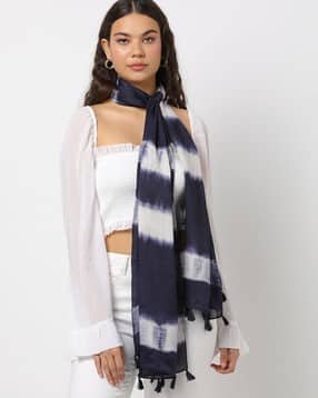 Women Tie & Dye Scarf with Tassels