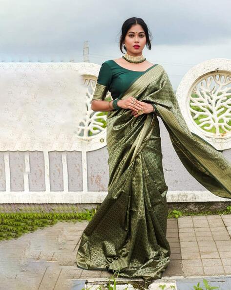 Buy Green Sarees for Women by FASHION BOOMS Online