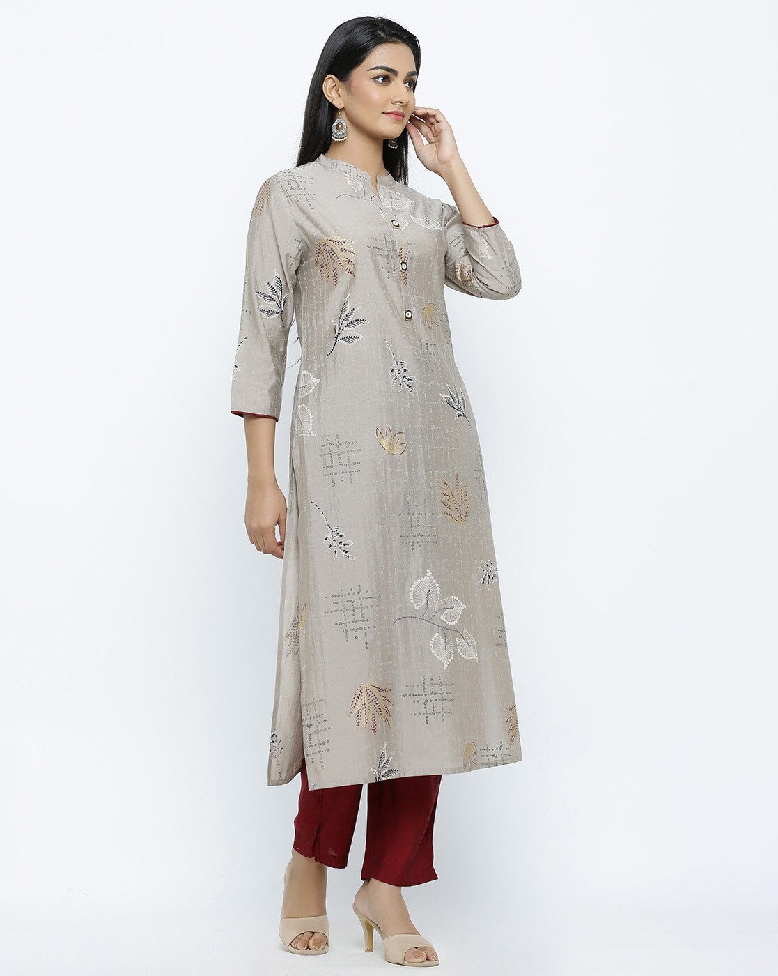 Casual Wear Straight Ivory White Self Print Cotton Kurti With Palazzo Set,  Size: Xs-7xl, Wash Care: Handwash at Rs 1115/piece in Jaipur