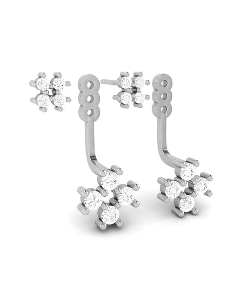 Flipkartcom  Buy Fashion Fusion Cubic Zirconia Silver Studs  Front Back  Earrings Double Sided Wrap Earrings Cubic Zirconia Brass Stud Earring  Online at Best Prices in India