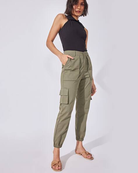 Buy Green Trousers u0026 Pants for Women by The Label Life Online | Ajio.com