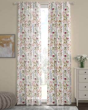 rosarahome Pack of 2 Floral Print Sheer Long Door Curtains-picture-19