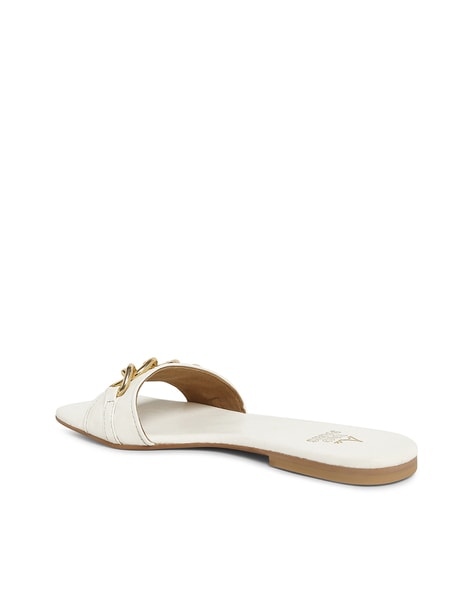 White Leather-Look Ruched Open Toe Sandals | New Look