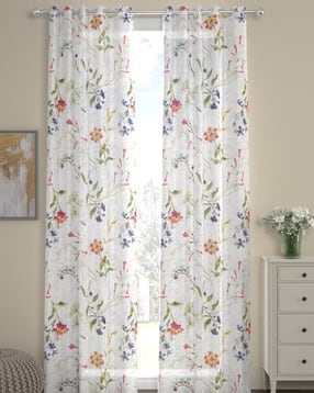 rosarahome Pack of 2 Floral Print Sheer Long Door Curtains-picture-33