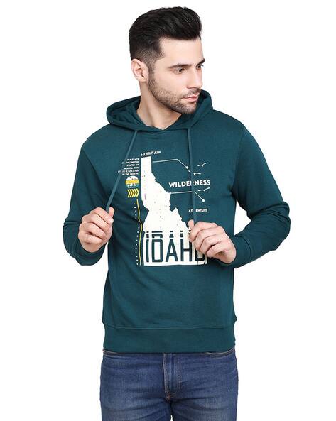 Graphic Print Hoodie with Drawstring