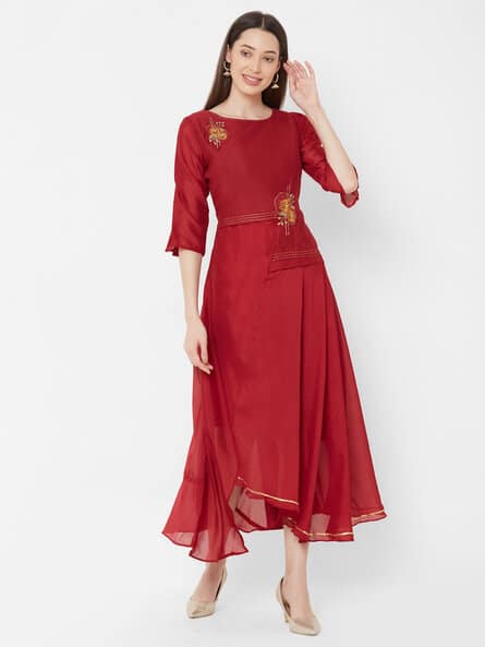 A-line Kurta with Embroidery