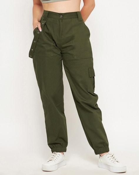 Buy WINERED High-Rise Flat Front Cargo Trousers | AJIO
