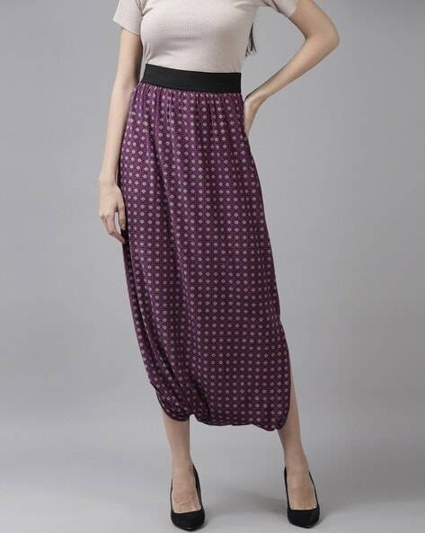 Printed Dhoti Pants with Elasticated Waistband Price in India