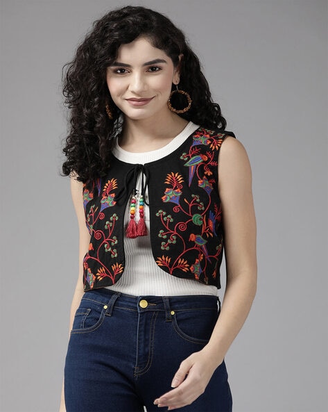 Stylish Cotton Sleeveless Ethnic Jacket For Women