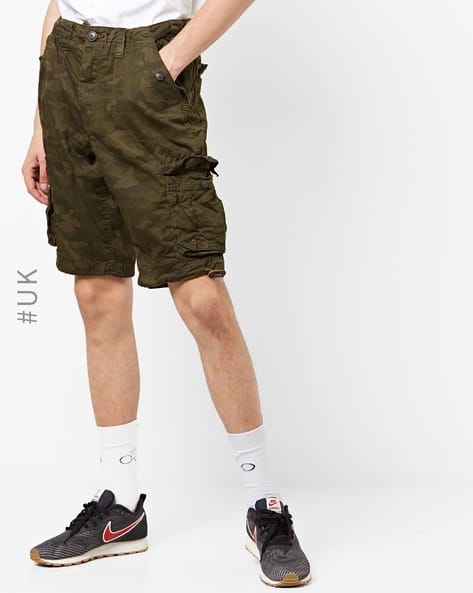 Mid-Rise Camoflauge Cargo Shorts