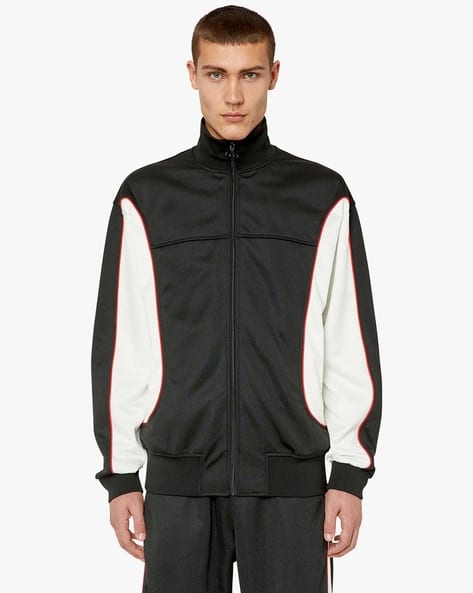 Buy DIESEL Track Jacket with Colour-Block Sides | Black Color Men