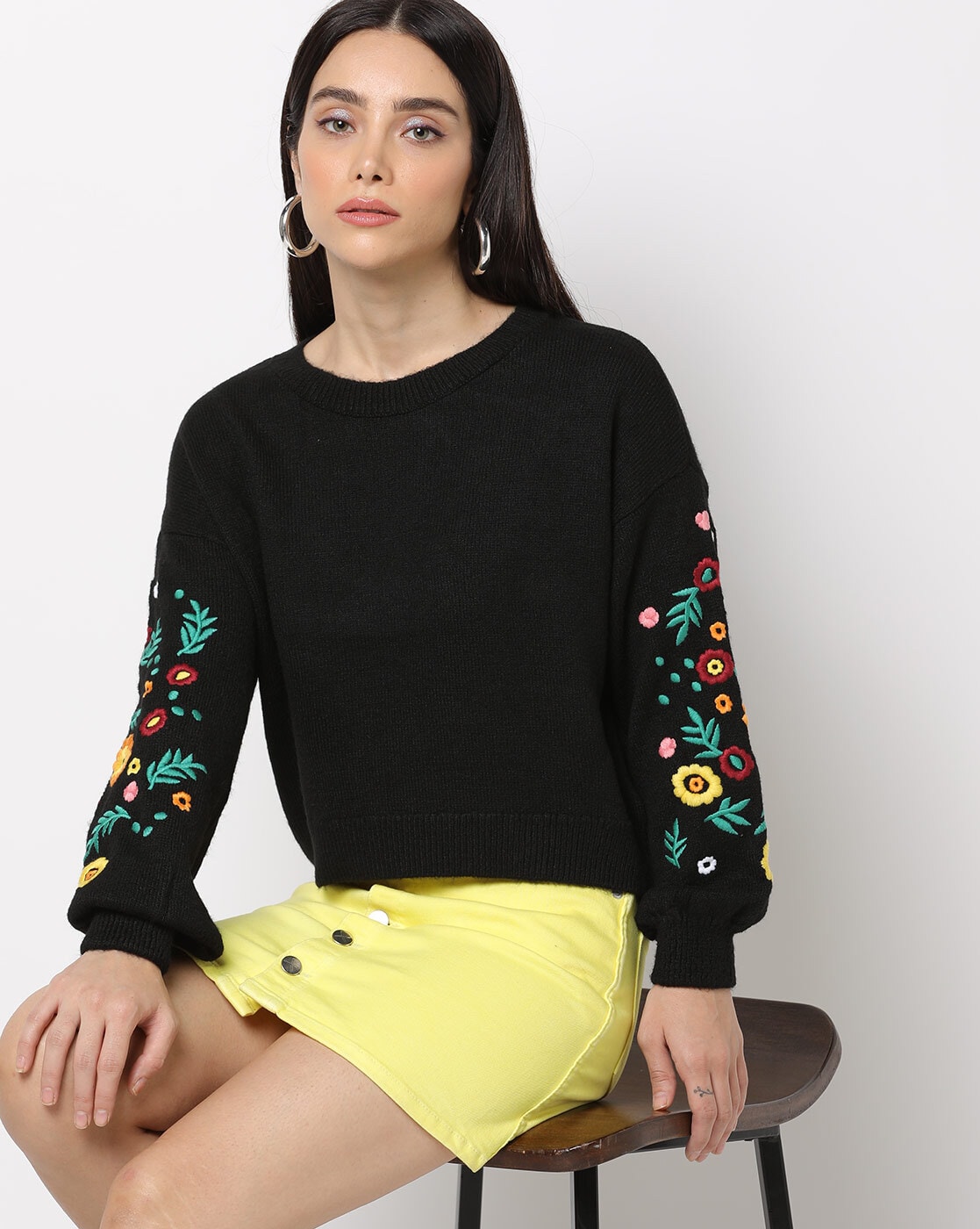 Floral embroidered sweater best sale