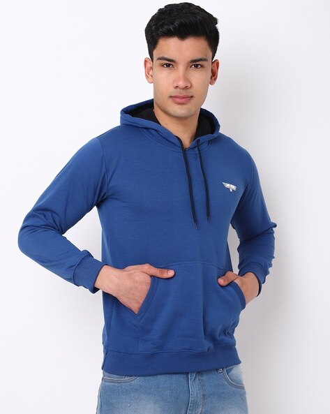 Logo Print Hoodie with Kangaroo Pocket