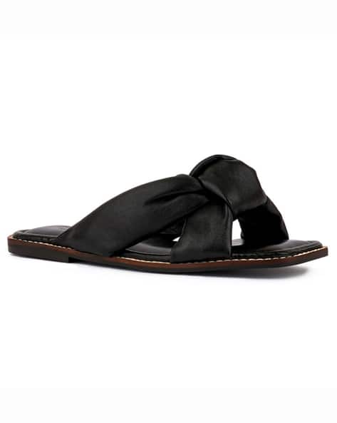 Buy Rag Co Puffy Strap Slip-On Flat Sandals Black Color Women