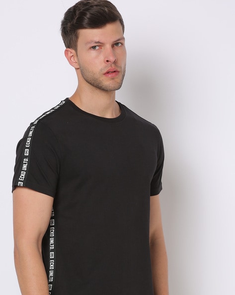 Crew-neck Muscle Fit T-shirt - Black - Men