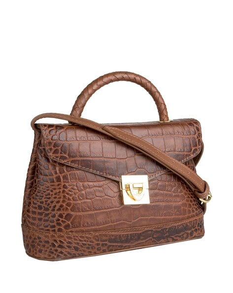 Satchel Bag Women's Vegan Leather Crocodile-Embossed Pattern With Top  Handle Large Shoulder Bags Handbags, Black : Amazon.in: Shoes & Handbags
