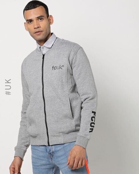 Slim Fit Zip-Front Sweatshirt