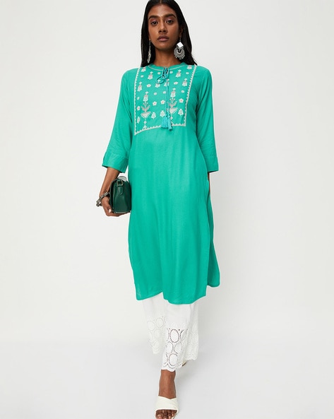 Buy Aqua Kurtas for Women by MAX Online Ajio