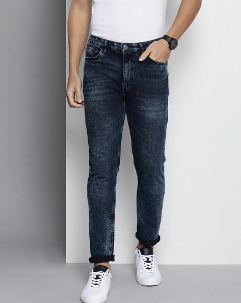 The Indian Garage Co Men Heavy-Wash Slim Fit Jeans
