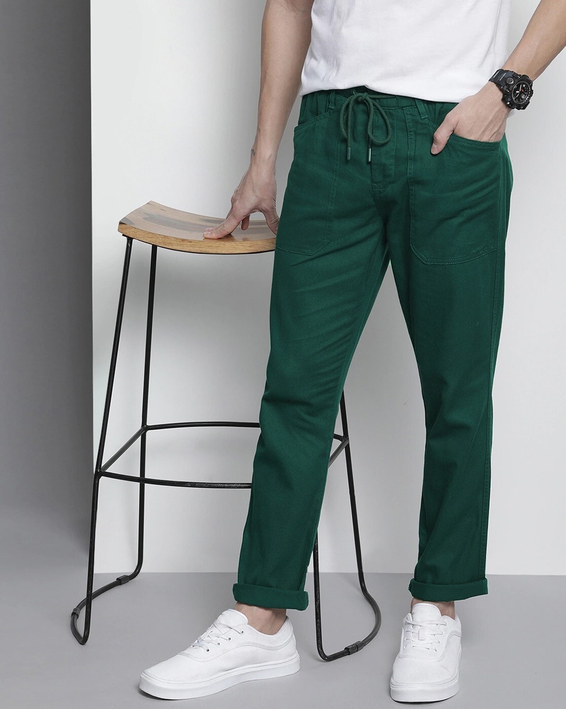 Men Slim Fit White Pure Cotton Trousers Price in India Full Specifications   Offers  DTashioncom