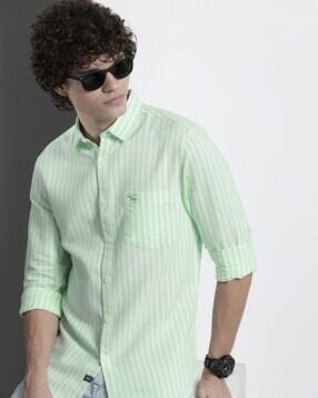the indian garage co Striped Shirt with Patch Pocket-picture-13