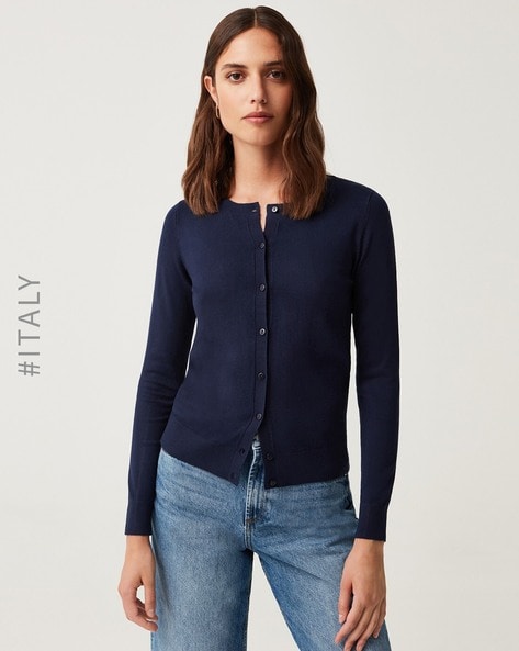 Buy Navy Blue Sweaters Cardigans for Women by OVS Online Ajio