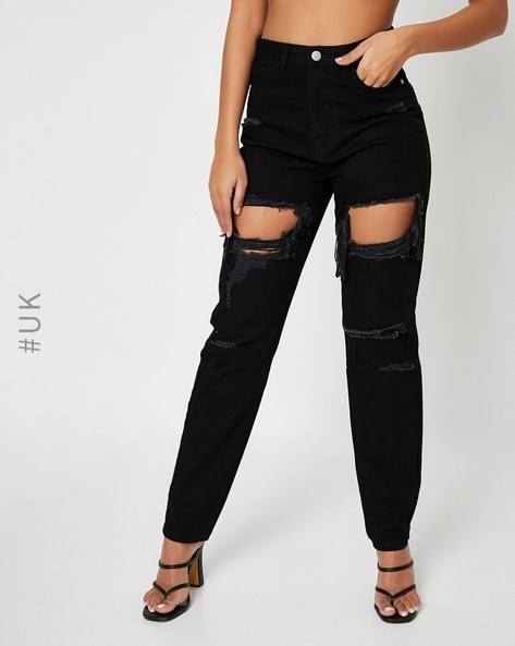 Black distressed clearance jeggings