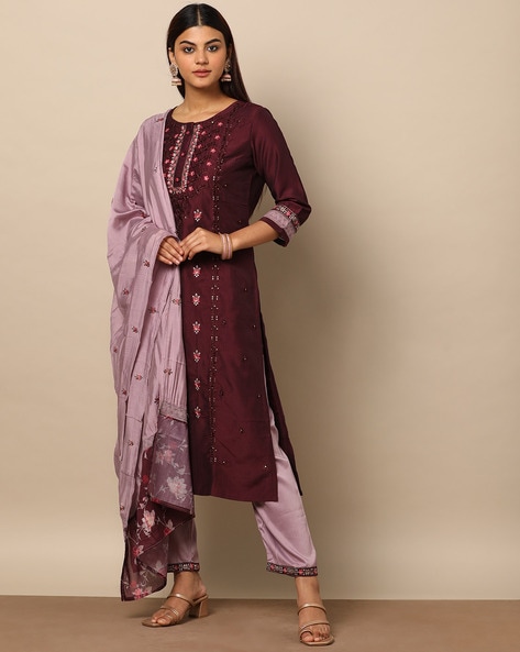 Buy Jaipur Kurti Women Green Ethnic Motifs Print Silk Blend Kurta with  Palazzos  Dupatta Online