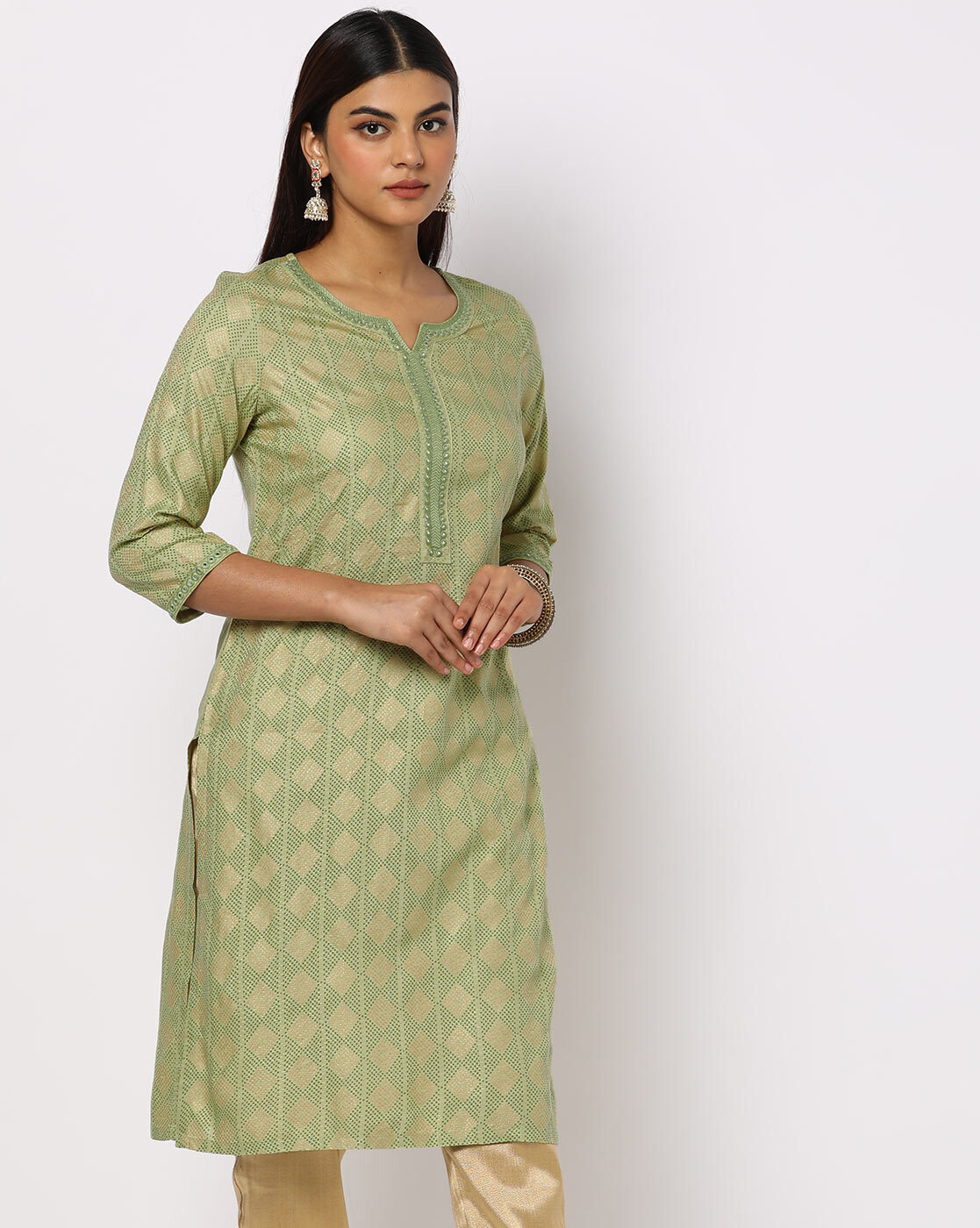 Admyrin Green Poly Silk With Full Zari Jacquard Work Kurti at Rs 699.00 |  Surat| ID: 2849081436362