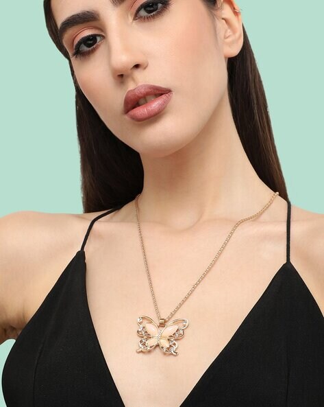 Forever 21 Women's Layered Butterfly Necklace Set in Silver | CoolSprings  Galleria