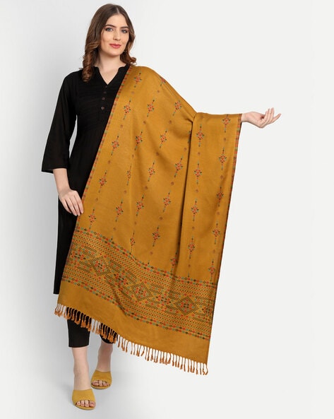 Jacquard Stole with Tassels Price in India