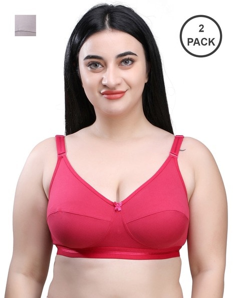 Buy Zivame Double Layered Non Wired Full Coverage Super Support Bra - Brown  Pink (Pack of 2) online