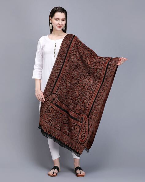 Knitted Woollen Stole with Fringes Price in India
