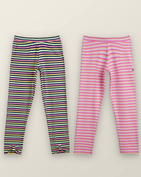 Buy De Moza Girls Multicolor Striped Cotton Blend Legging (8-9 Years) Online  at Best Prices in India - JioMart.