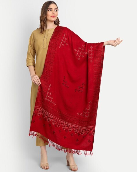 Jacquard Stole with Tassels Price in India