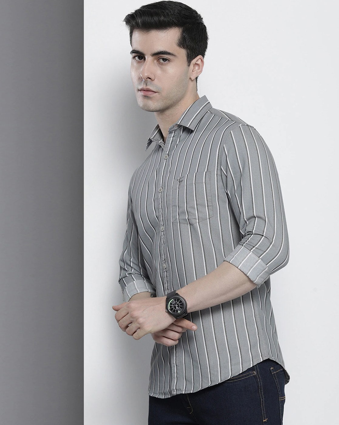 Grey Striped Shirt - Buy Grey Striped Shirt online in India